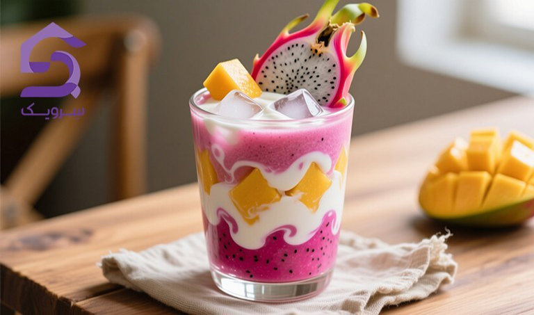 نوشیدنی دراگون فروت با مخلوط انبه