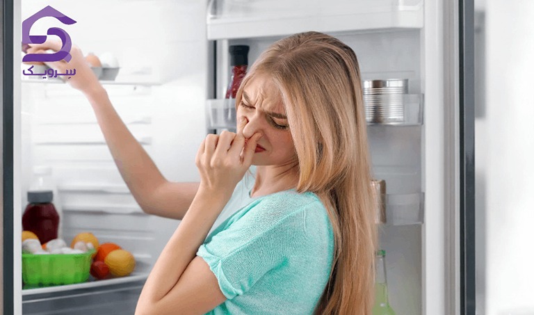بوی بد یخچال و واکنش فرد هنگام باز کردن در یخچال