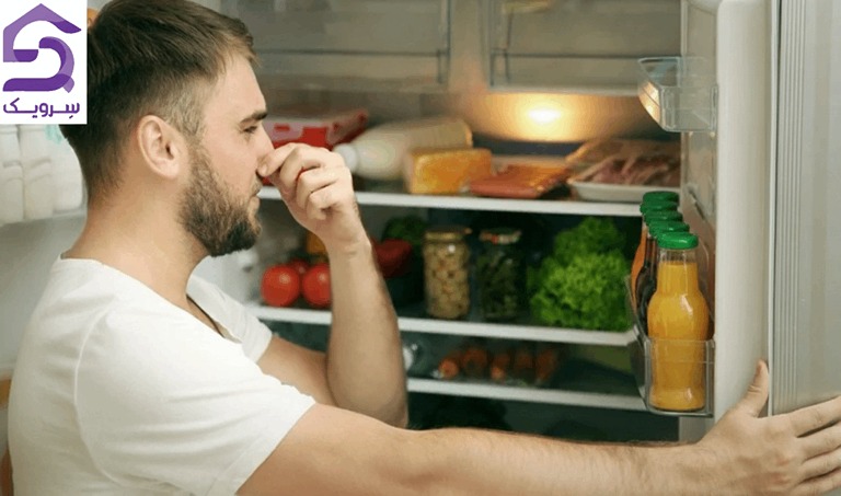 احساس بوی بد یخچال هنگام باز کردن در و بررسی محتویات