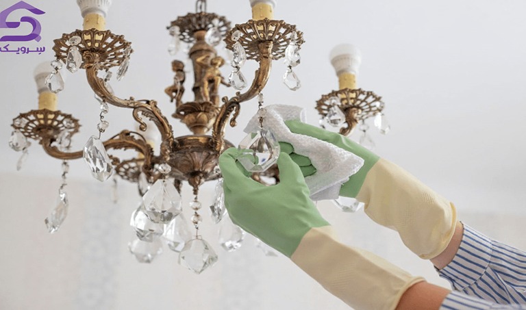 میز کردن لوستر برنزی با دستکش
