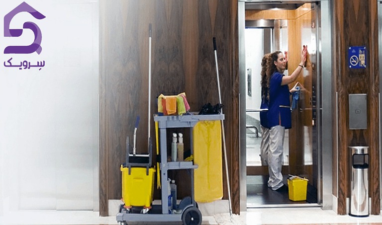 ظافت کابین و درب آسانسور با تجهیزات کامل خدماتی