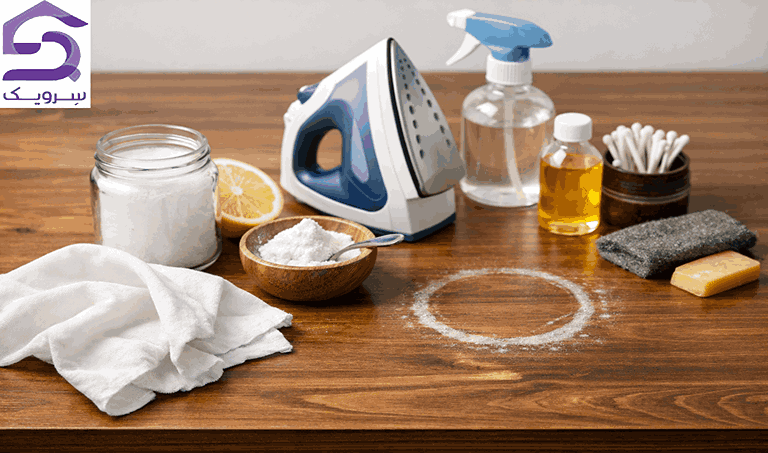 از بین بردن لکه آب روی چوب