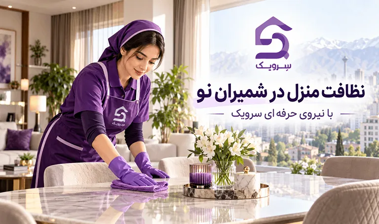 نظافت منزل در شمیران نو؛ سفارش نظافت خانه با نیروی مطمئن پاککردن میز غذاخوری در منزل شمیران نو